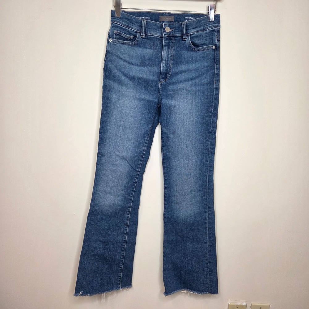 DL1961 Bridget Boot Cropped High Rise Insta Sculpt‎ Jeans Raw Hem Size 28